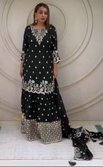 Beautiful Black Color Silk Fabric Plazzo Suit