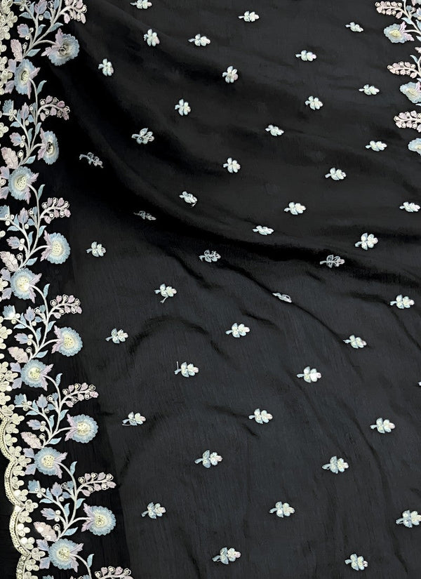 Beautiful Black Color Silk Fabric Plazzo Suit