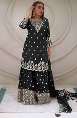 Beautiful Black Color Silk Fabric Plazzo Suit