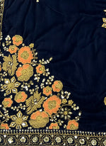 Beautiful Blue Color Velvet Fabric Designer Suit