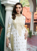 Amazing White Color Chinon Fabric Partywear Suit