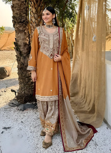 Amazing Orange Color Georgette Fabric Plazzo Suit