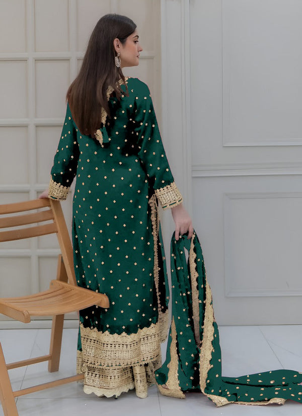 Amazing Green Color Georgette Fabric Plazzo Suit