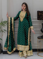 Amazing Green Color Georgette Fabric Plazzo Suit