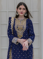 Amazing Blue Color Georgette Fabric Plazzo Suit