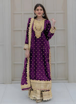 Amazing Wine Color Georgette Fabric Plazzo Suit