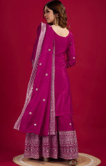 Pretty Pink Color Silk Fabric Sharara Suit