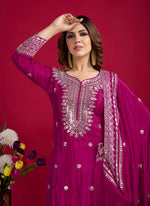 Pretty Pink Color Silk Fabric Sharara Suit