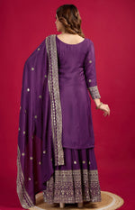 Pretty Purple Color Silk Fabric Sharara Suit