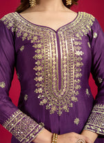 Pretty Purple Color Silk Fabric Sharara Suit