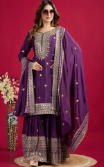 Pretty Purple Color Silk Fabric Sharara Suit