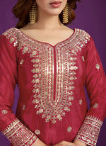 Pretty Red Color Silk Fabric Sharara Suit