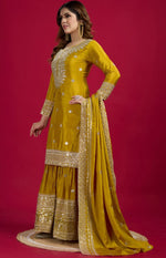 Pretty Yellow Color Silk Fabric Sharara Suit