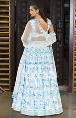 Dazzling White Color Georgette Fabric Party Wear Lehenga