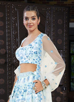 Dazzling White Color Georgette Fabric Party Wear Lehenga