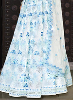 Dazzling White Color Georgette Fabric Party Wear Lehenga