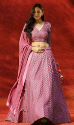 Dazzling Pink Color Georgette Fabric Party Wear Lehenga