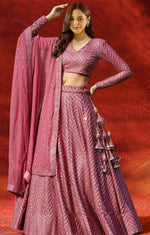 Dazzling Pink Color Georgette Fabric Party Wear Lehenga