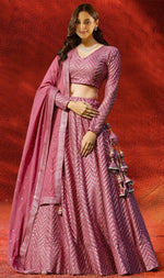 Dazzling Pink Color Georgette Fabric Party Wear Lehenga