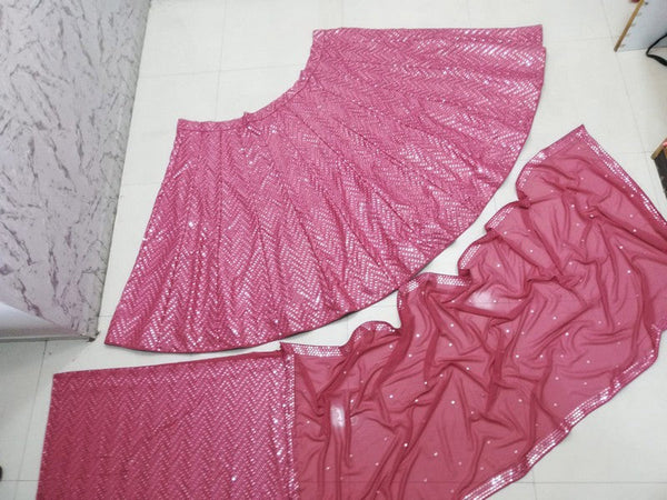 Dazzling Pink Color Georgette Fabric Party Wear Lehenga