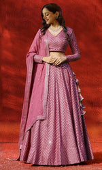 Dazzling Pink Color Georgette Fabric Party Wear Lehenga