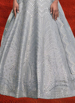 Dazzling Grey Color Banglori Fabric Party Wear Lehenga