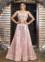 Amazing Peach Color Georgette Fabric Party Wear Lehenga