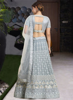 Amazing Grey Color Georgette Fabric Party Wear Lehenga