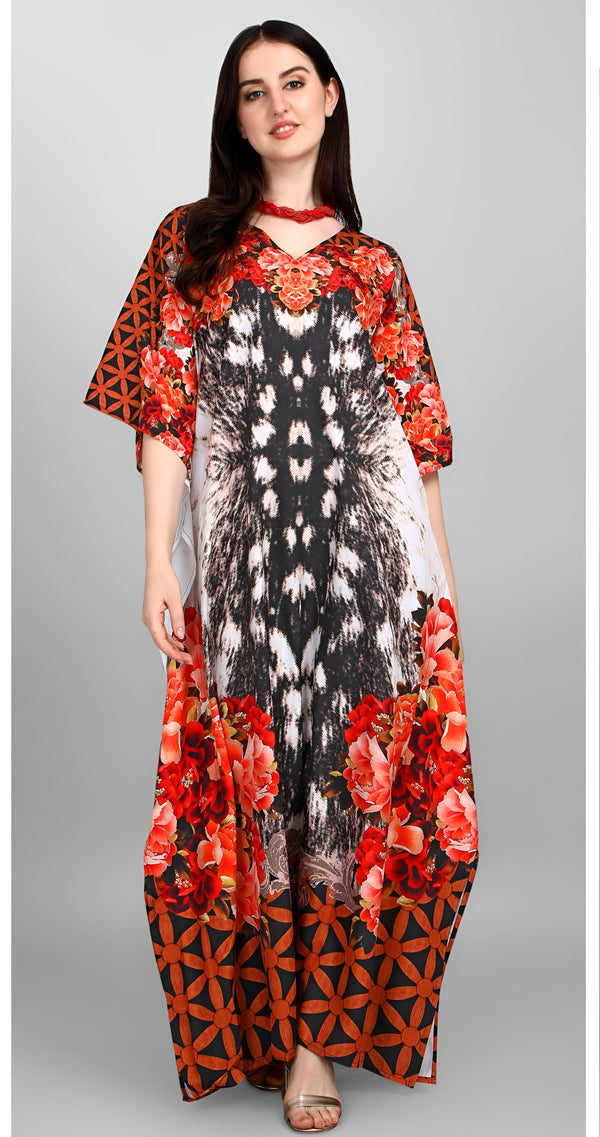 Dazzling Multi Color Polyester Fabric Designer Kaftan