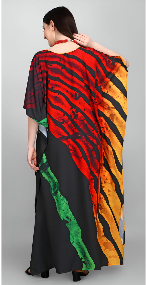 Dazzling Multi Color Polyester Fabric Designer Kaftan