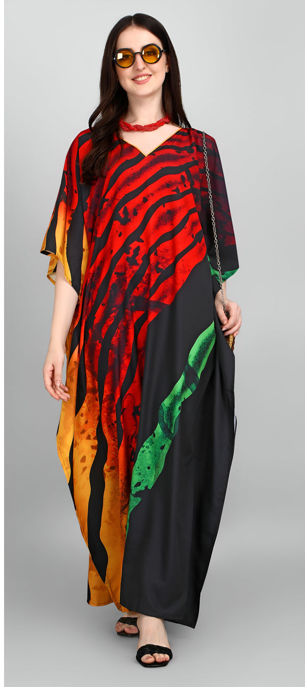 Dazzling Multi Color Polyester Fabric Designer Kaftan