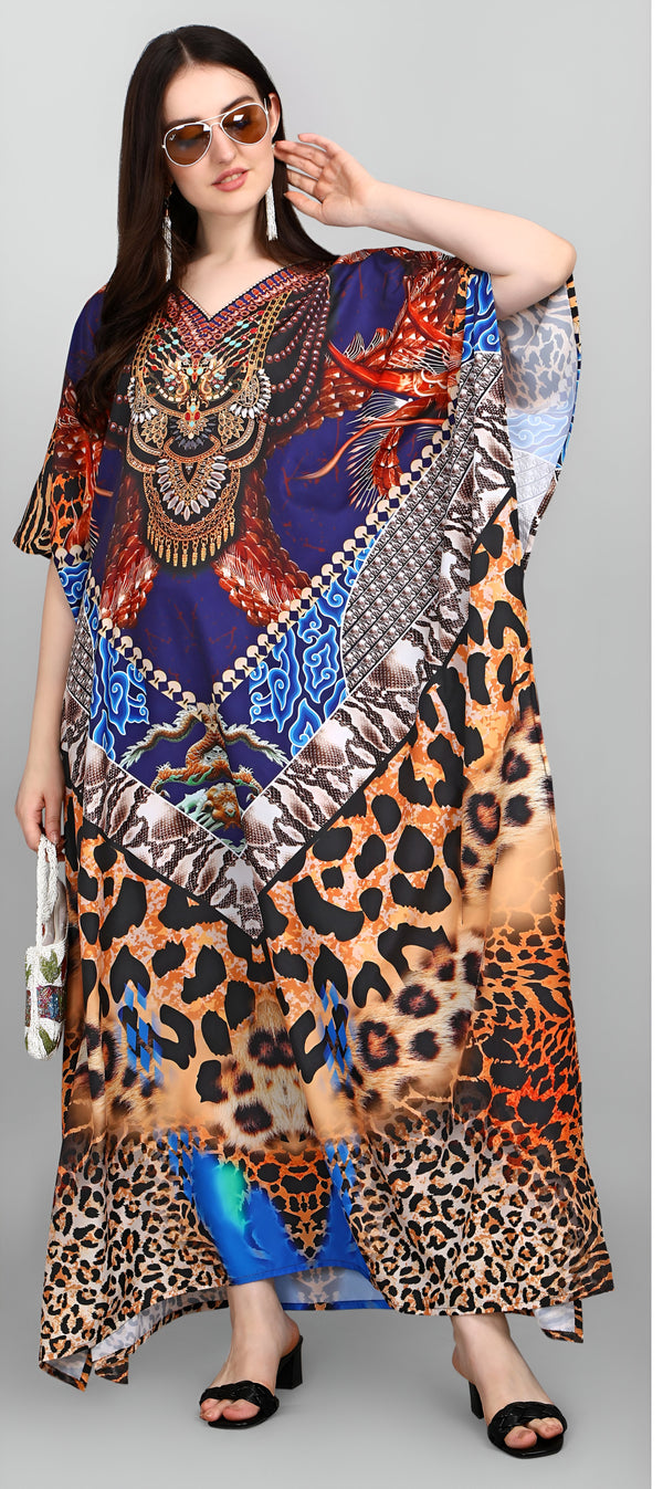Dazzling Multi Color Polyester Fabric Designer Kaftan