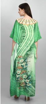 Dazzling Green Color Polyester Fabric Designer Kaftan