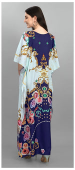 Dazzling Blue Color Polyester Fabric Designer Kaftan