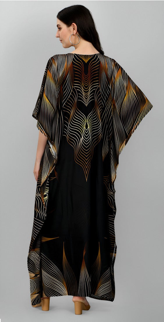Dazzling Black Color Polyester Fabric Designer Kaftan