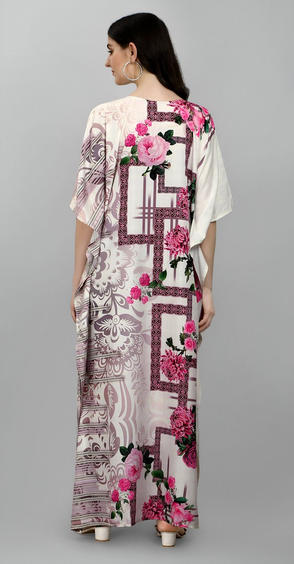 Dazzling White Color Polyester Fabric Designer Kaftan