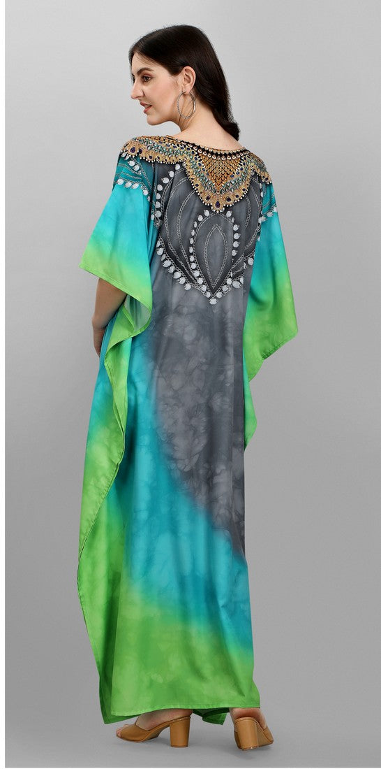 Dazzling Multi Color Polyester Fabric Designer Kaftan