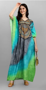 Dazzling Multi Color Polyester Fabric Designer Kaftan
