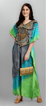Dazzling Multi Color Polyester Fabric Designer Kaftan