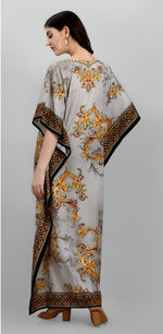 Dazzling Grey Color Polyester Fabric Designer Kaftan