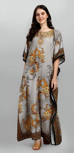 Dazzling Grey Color Polyester Fabric Designer Kaftan