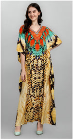 Dazzling Yellow Color Polyester Fabric Designer Kaftan