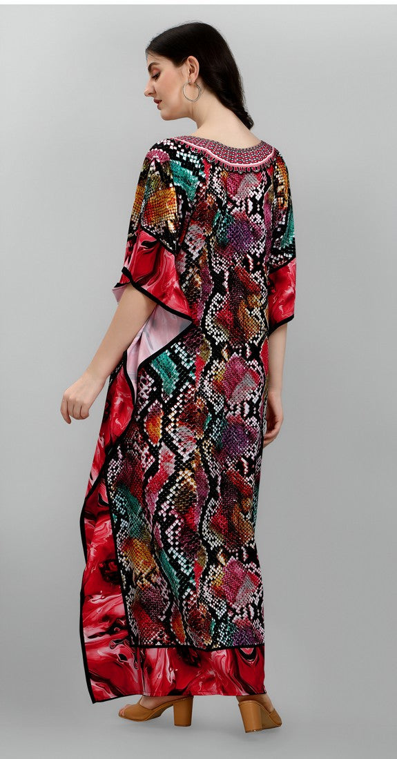 Dazzling Multi Color Polyester Fabric Designer Kaftan