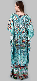 Striking Aqua Color Polyester Fabric Kaftan