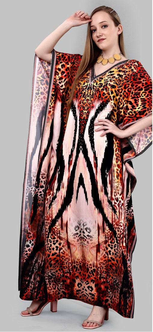 Striking Brown Color Polyester Fabric Kaftan