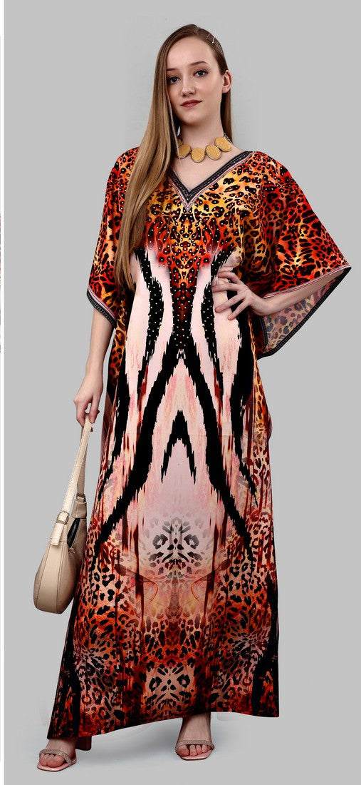 Striking Brown Color Polyester Fabric Kaftan