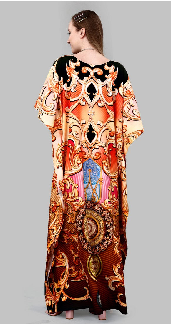 Striking Brown Color Polyester Fabric Kaftan