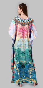 Striking Blue Color Polyester Fabric Kaftan