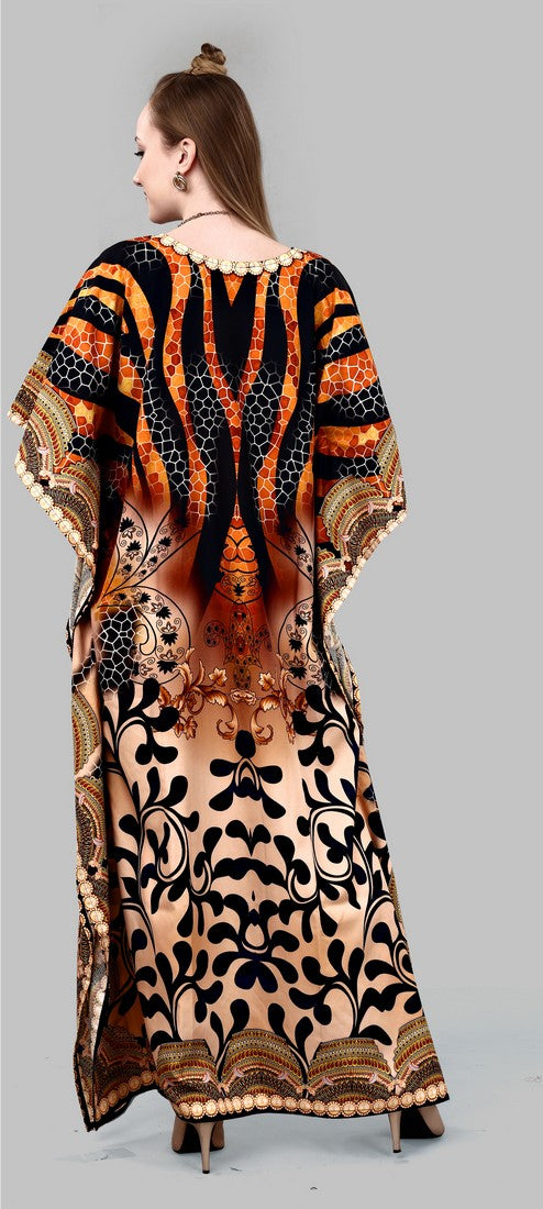 Striking Brown Color Polyester Fabric Kaftan