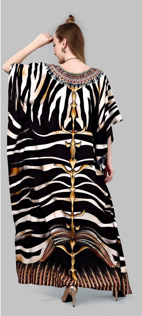 Striking Black Color Polyester Fabric Kaftan